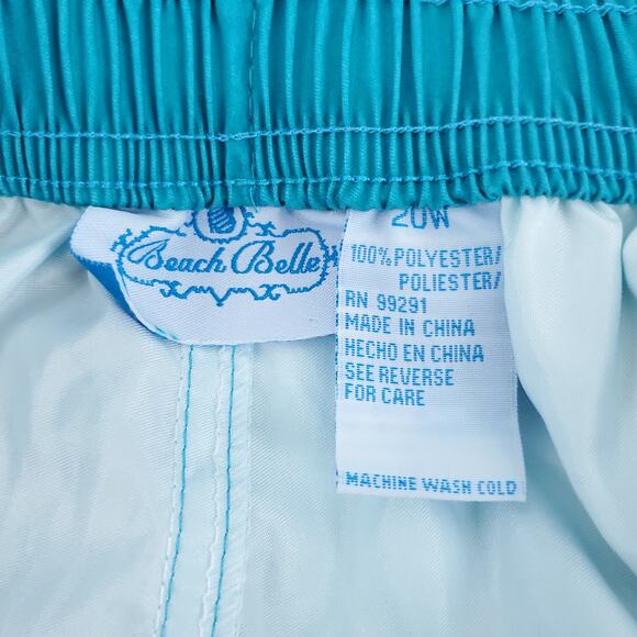 Beach Belle Mens Plus Sz Blue Ombre Swim Trunk Side Pocket Drawstring|20W - Picture 5 of 9